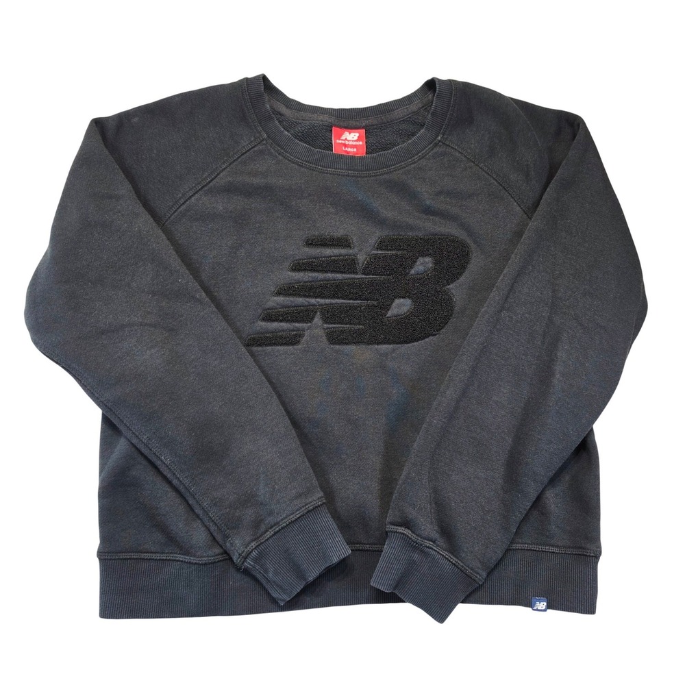 New Balance Kids Large Gray Chenille Logo Crewneck‎ Sweatshirt Pullover